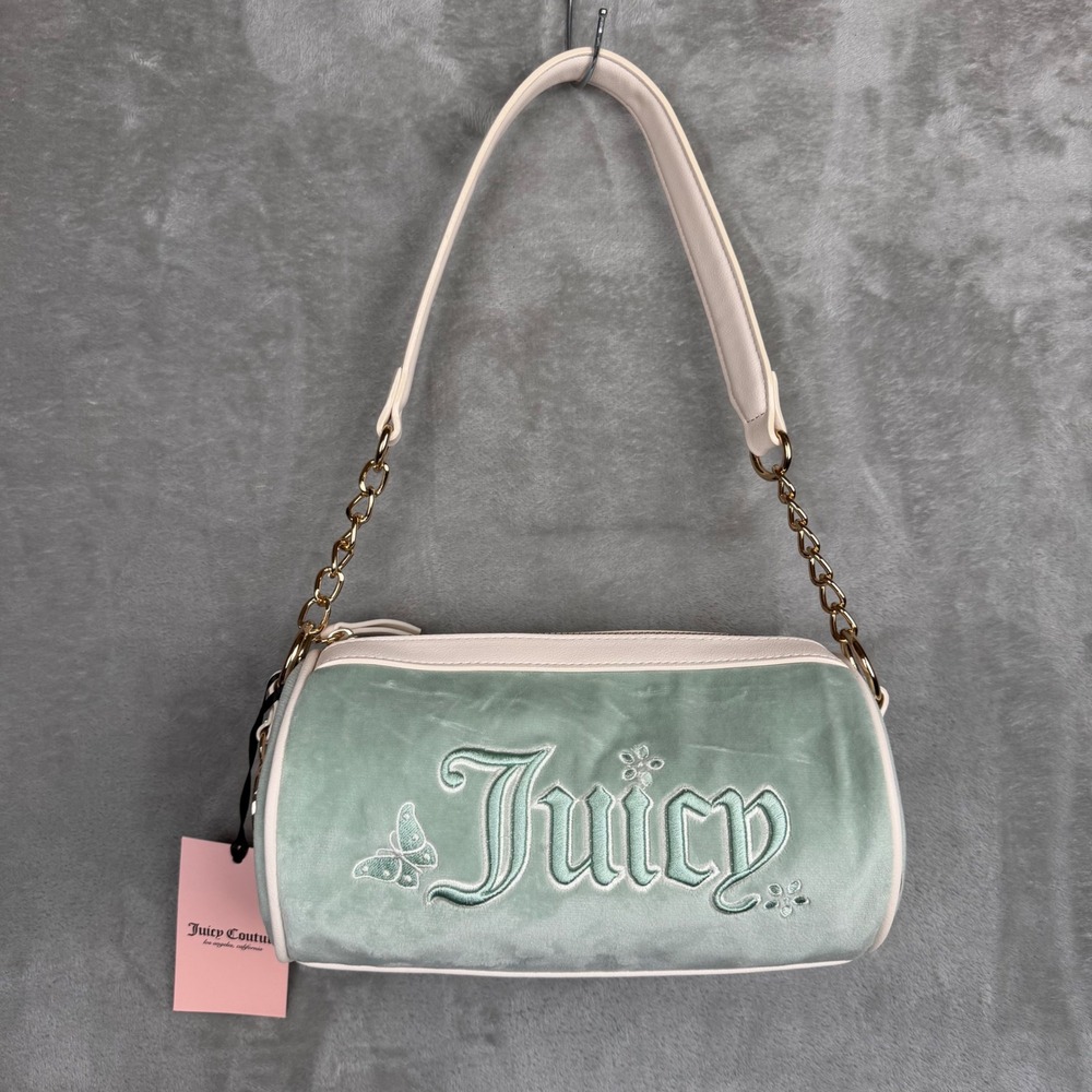Juicy Couture Juicy In The Sky Barrel Bag Frosty Green Velour Y2K NWT
